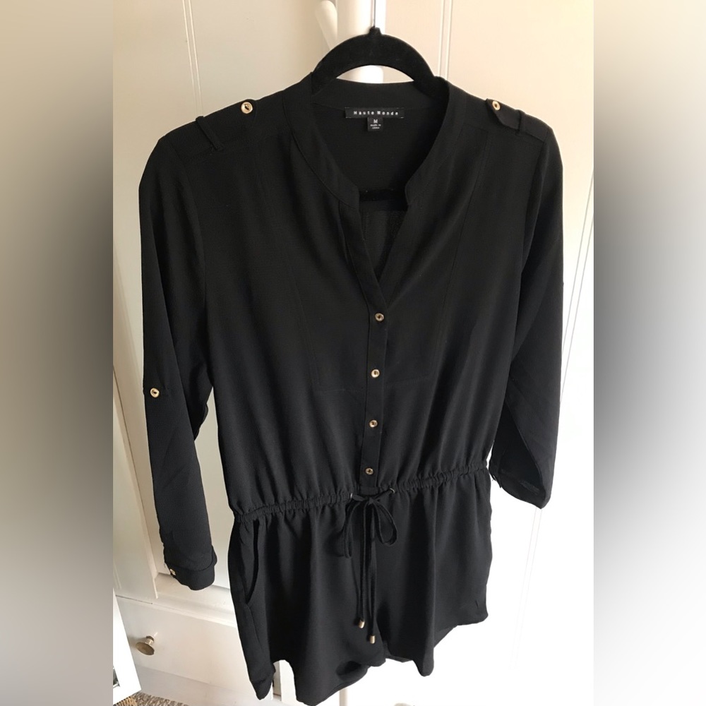 Haute Monde Black Utility Style Romper Size Medium
